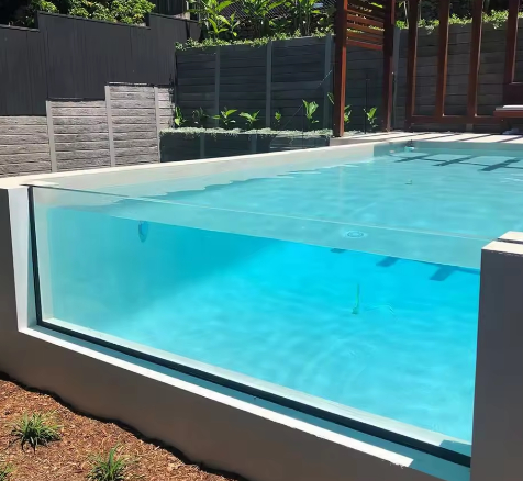 Panneaux Muraux de Fenêtre au Sol Plein Côté Intégré Feuille Acrylique Verre Infini Piscine Extérieure Résistante aux UV