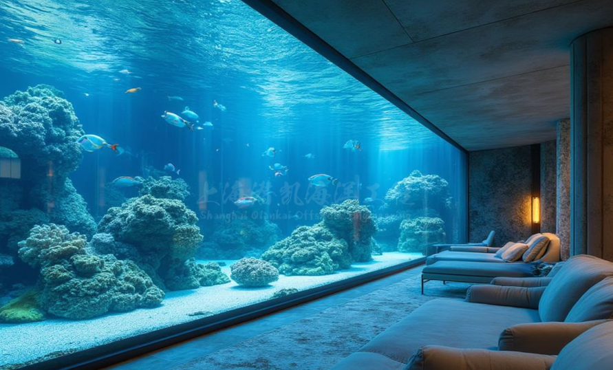 Aquarium décoratif en acrylique massif et épais / aquarium mural en plastique acrylique