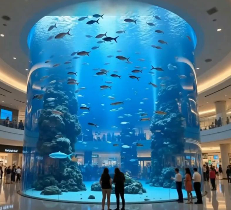 Aquarium décoratif en acrylique massif et épais / aquarium mural en plastique acrylique